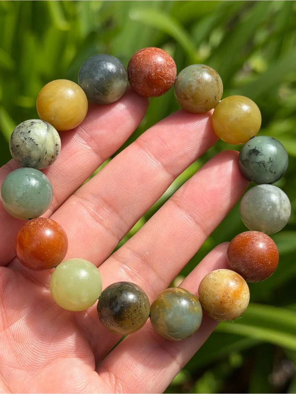 14mm stretchable multicolor Xiuyu jade bracelet 2323